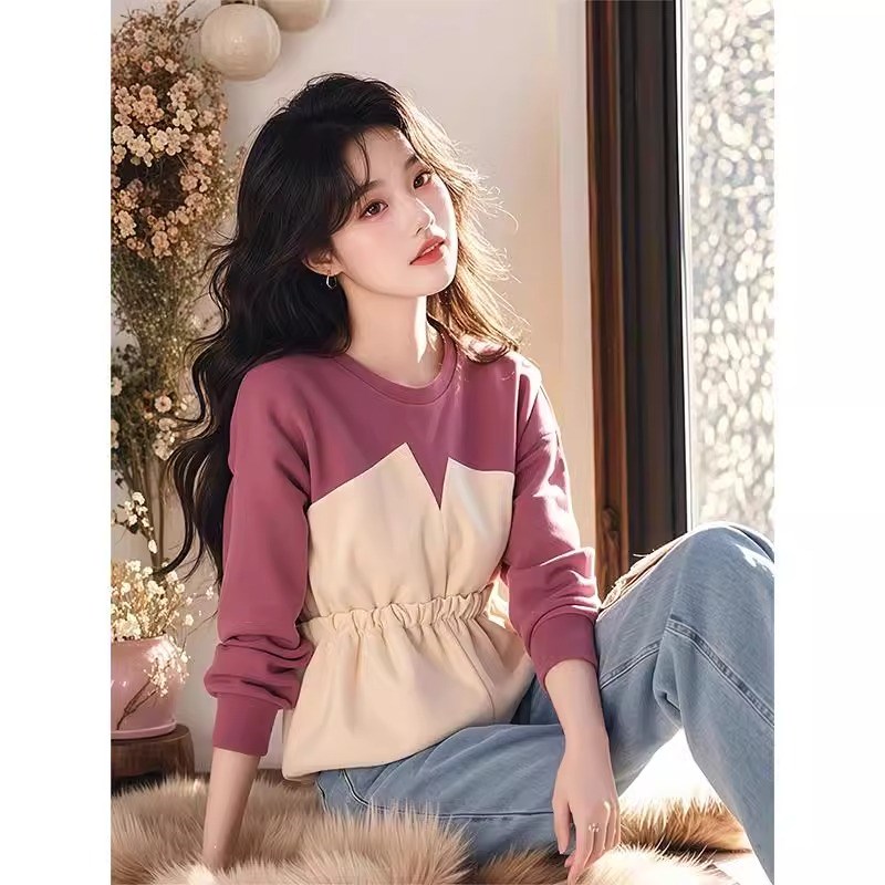 假两件卫衣女2025年新款春季女装超火独特漂亮超好看收腰长袖上衣