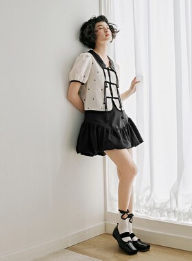 PIT复古国风碎花衬衫女夏季新款小衫短袖新中式盘扣提花上衣