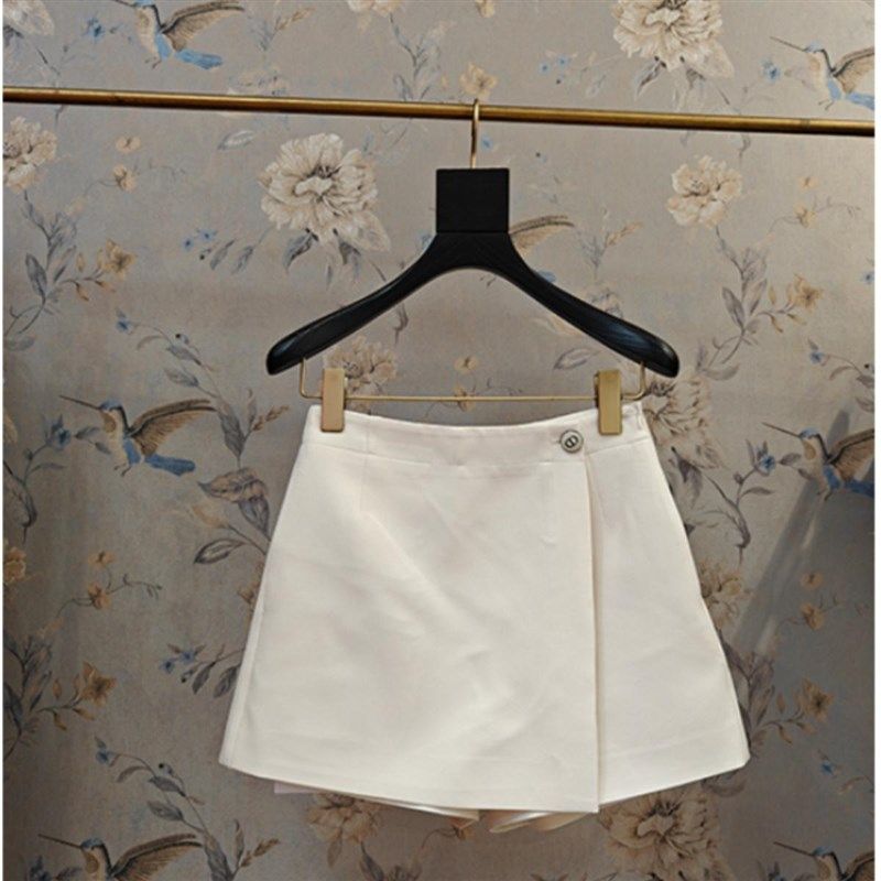 2025夏款假两件不对称小A版高腰短裤女A字气质西装裤阔腿裤裙裤