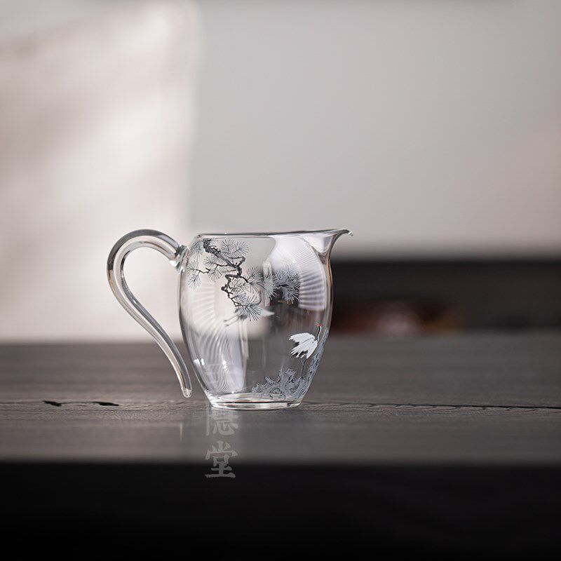 圭隐堂瑞鹤耐热玻璃公道杯新中式家用草堂公杯分茶器泡茶匀杯茶海