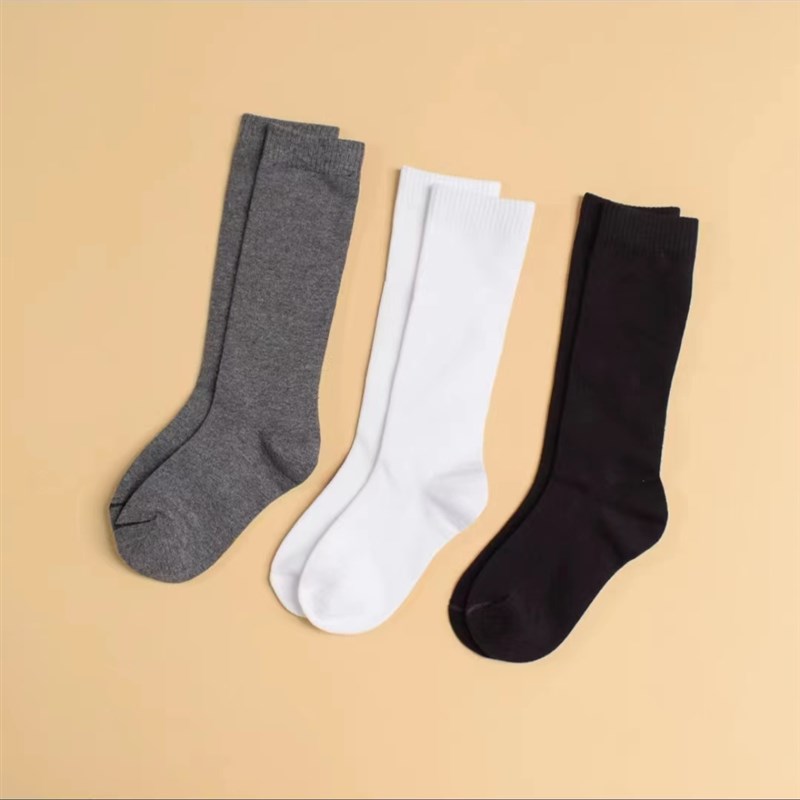 拉丁舞专用袜子黑色女童纯棉灰色长筒袜学生袜礼服小腿袜足球袜子