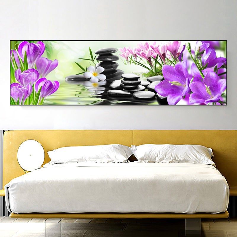 新中式房间卧室床头画墙面免打孔兰花墙贴客厅沙发背景墙装饰画,家居饰品,软装墙贴,淘宝优惠券,粉丝福利购,淘宝优惠卷