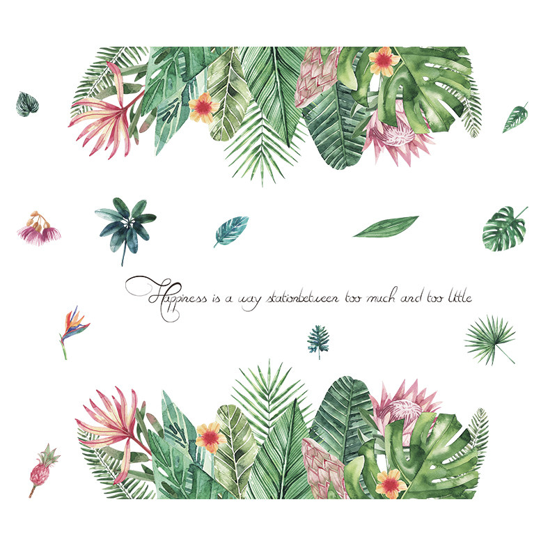 墙贴热带植物多肉客厅卧室文艺温馨房门宿舍简约北欧墙壁装饰贴纸,家居饰品,软装墙贴,淘宝优惠券,粉丝福利购,淘宝优惠卷