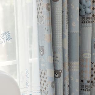 可可熊儿童窗帘女孩房间窗帘雪尼尔女生卧室遮光2023公主风