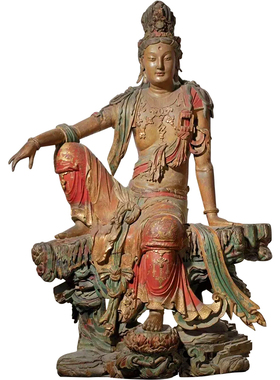 水月观音佛像定制大型黄铜观音雕塑菩萨铜像玻璃钢彩绘雕塑厂家