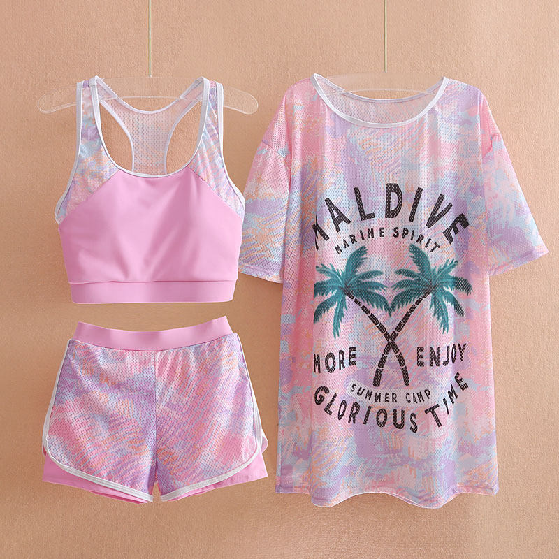 女童分体式泳衣三件套装中大童保守度假游泳装泡温泉夏季新款2022