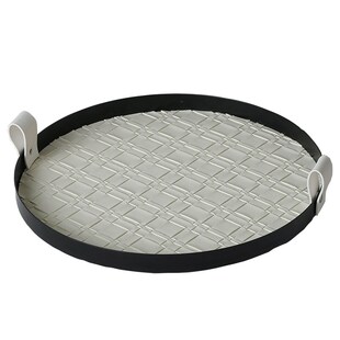 多尔顿轻奢黑色皮质旋转香薰托盘高级感客厅茶几玄关桌面装饰摆饰