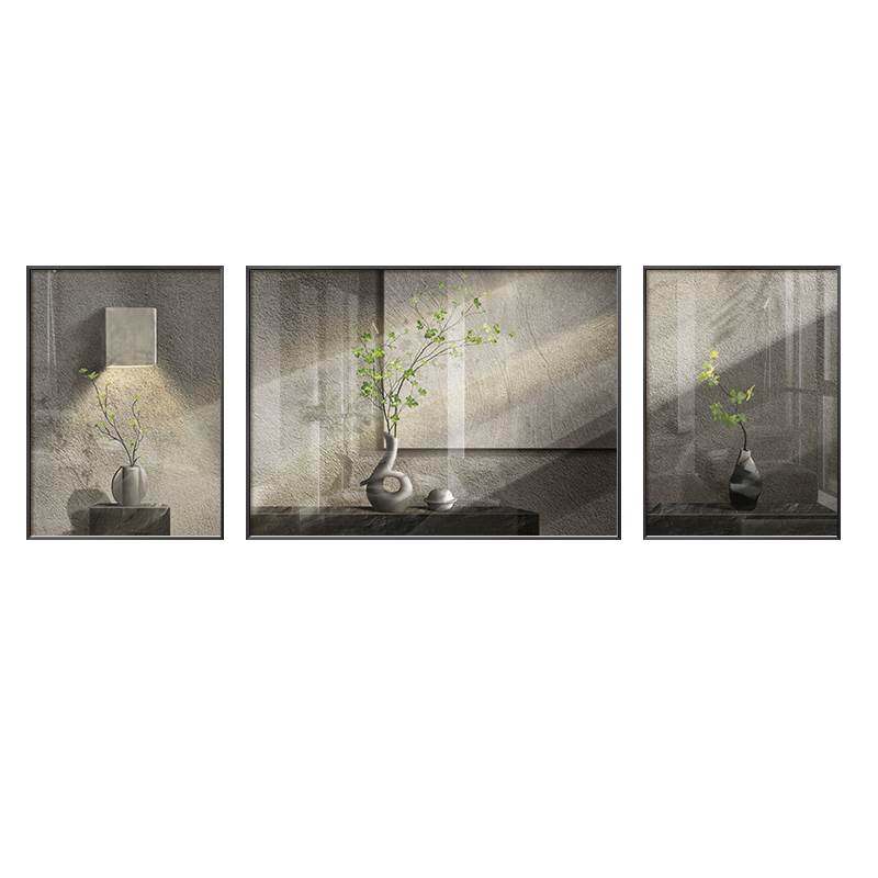 侘寂风客厅装饰画高级感大气沙发背景墙挂画绿植光影三联组合壁画,家居饰品,现代装饰画,淘宝优惠券,粉丝福利购,淘宝优惠卷