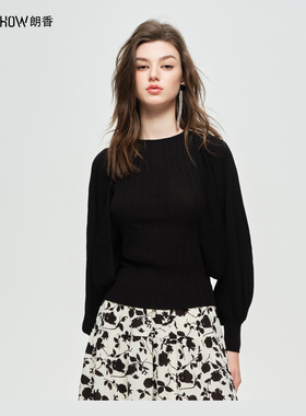 NOWSHOW朗香春季新品黑色显瘦针织披肩2件套241015