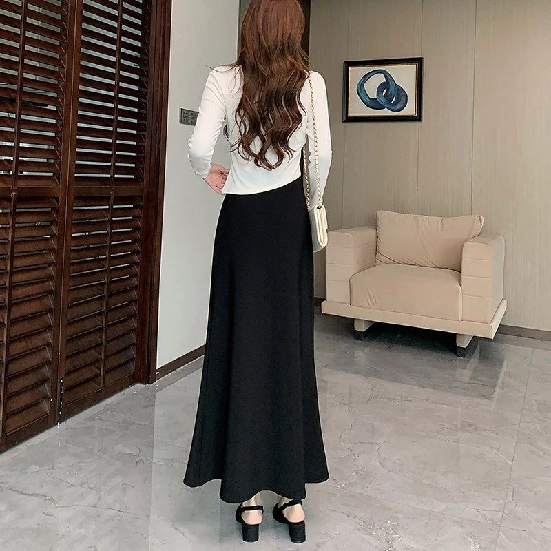 2025新款鱼尾半身裙女春夏季西装裙显瘦黑色百搭长裙小个子高级感