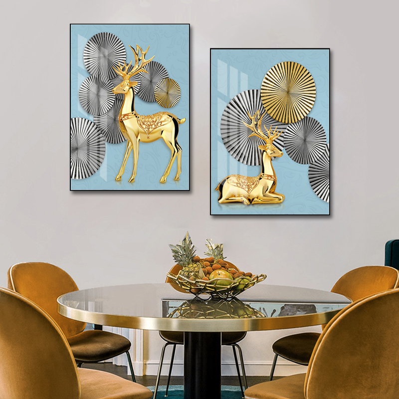 客厅装饰画新中式沙发背景墙中国风双联晶瓷壁画卧室床头走廊挂画图片