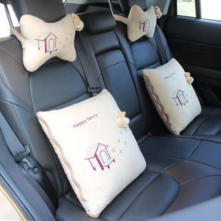 汽车抱枕被子两用四件套毛绒卡通头枕车用空调被靠垫被车内靠枕被