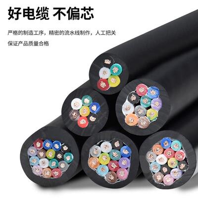 RVV电缆线12 14 16 20 24多芯0.30.5 0.75 1平方控制信号软护套线