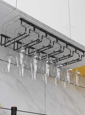 钛黑色304挂杯子架子不锈钢红酒杯架倒挂家用酒杯架高脚杯架酒柜