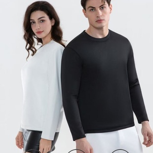 白色情侣打底衫 防水90鹅绒长袖 加绒保暖上衣 可机洗鹅绒