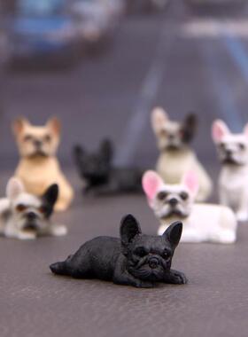 萌款小号法国斗牛犬模型法斗车韩版创意小清新摆车饰车装饰品玩偶