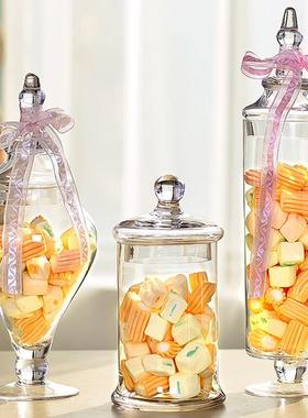 萱萱 水晶婚庆摆件三件套欧式糖果罐 透明玻璃工艺品糖罐厂家直销