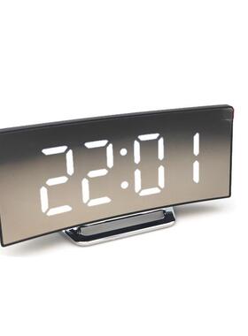 创意曲面电子钟大屏幕LED时钟镜子钟静音闹钟工厂6507