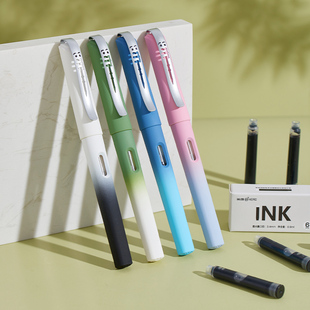 英雄牌钢笔P601正姿专用书写练字铱金笔一面双用笔尖0.5mm+0.38mm替换墨囊墨水生日礼物送礼免费刻字