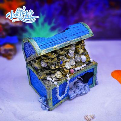 爆款鱼缸沉底装饰 寻宝蛙人百宝箱 水族箱造景摆件新品珊瑚宝藏箱