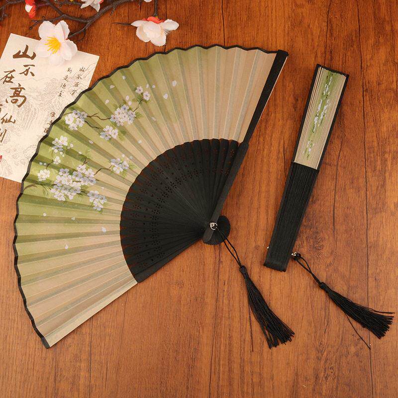 梨落风晚扇子折扇夏季流苏款随身携带女学生汉服舞蹈折叠小扇子