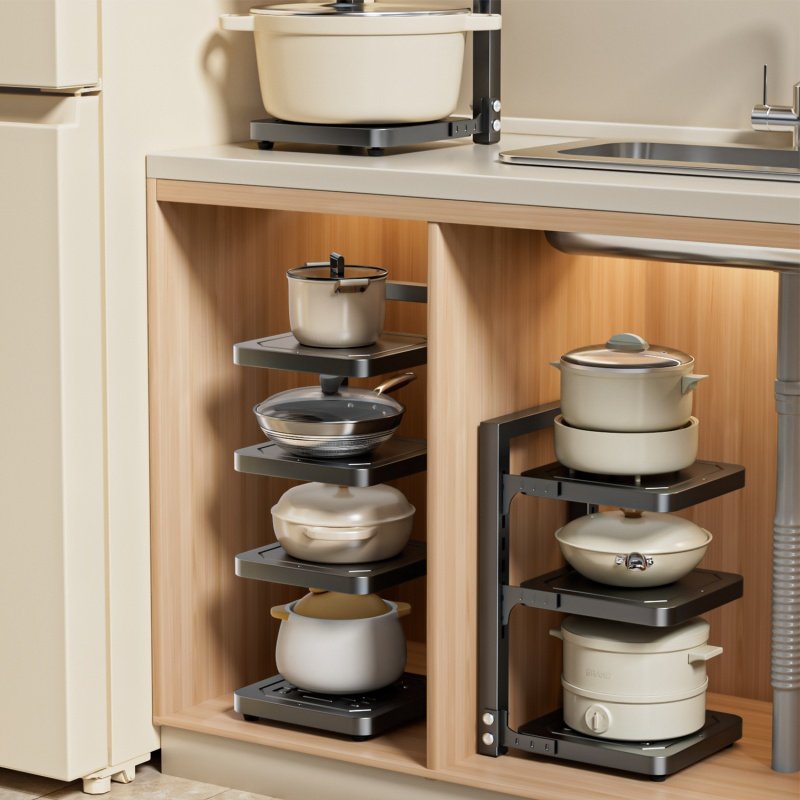 下水槽架子置锅放锅具收纳架厨房橱柜置物架多层家用柜子内分层架,收纳整理,整理架/置物架/收纳架,淘宝优惠券,粉丝福利购,淘宝优惠卷