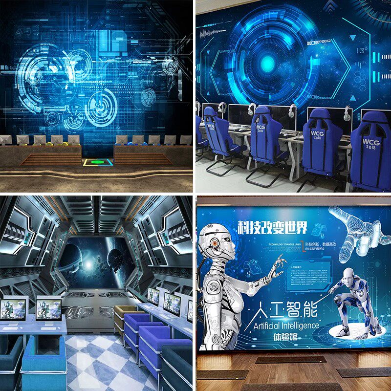 立体科幻科技感墙纸延伸空间壁布