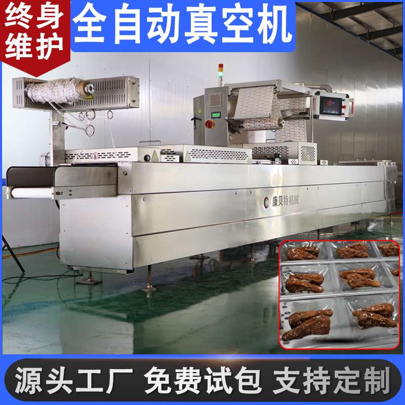 红烧狮子头拉伸膜真空包装机 商用520型卤味豆腐卷连续式封口机械