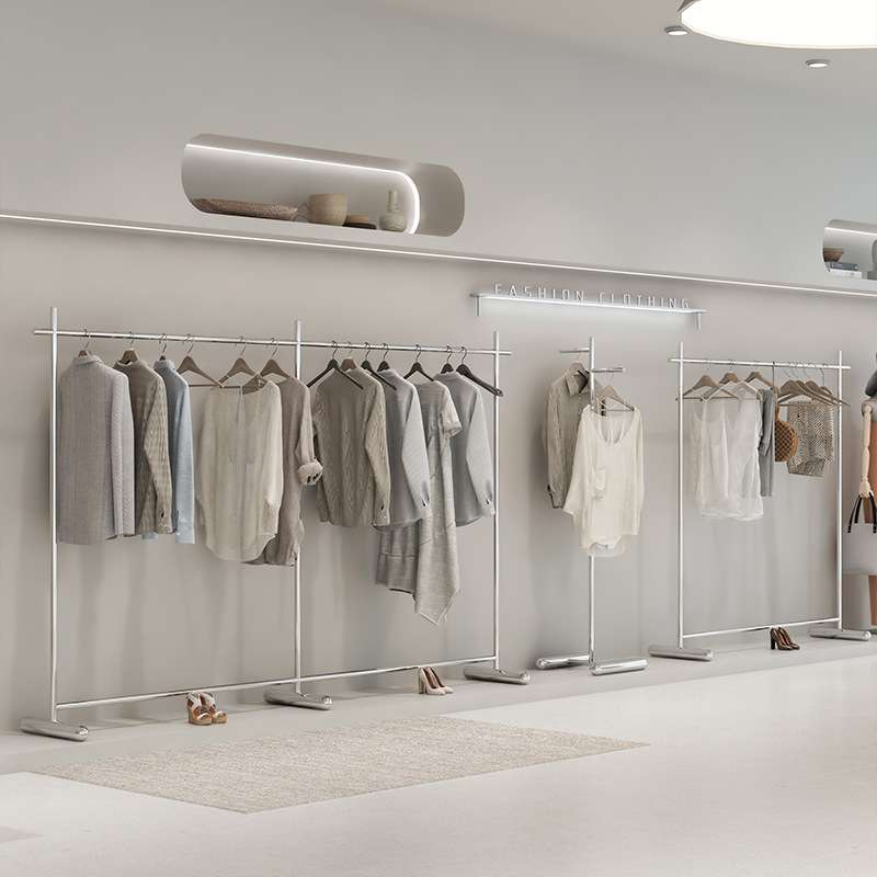 买手店服装店展示挂衣架陈列装饰道具女装中岛落地式不锈钢货架子