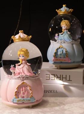 童话公主大号水晶球音乐盒厂家直销 卧室音乐灯光氛围装饰品摆件