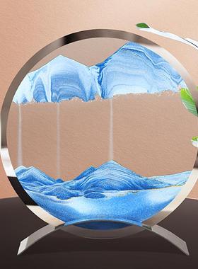 创意流沙画玻璃摆件礼品沙漏客厅酒柜办公桌家居装饰画节日工艺品