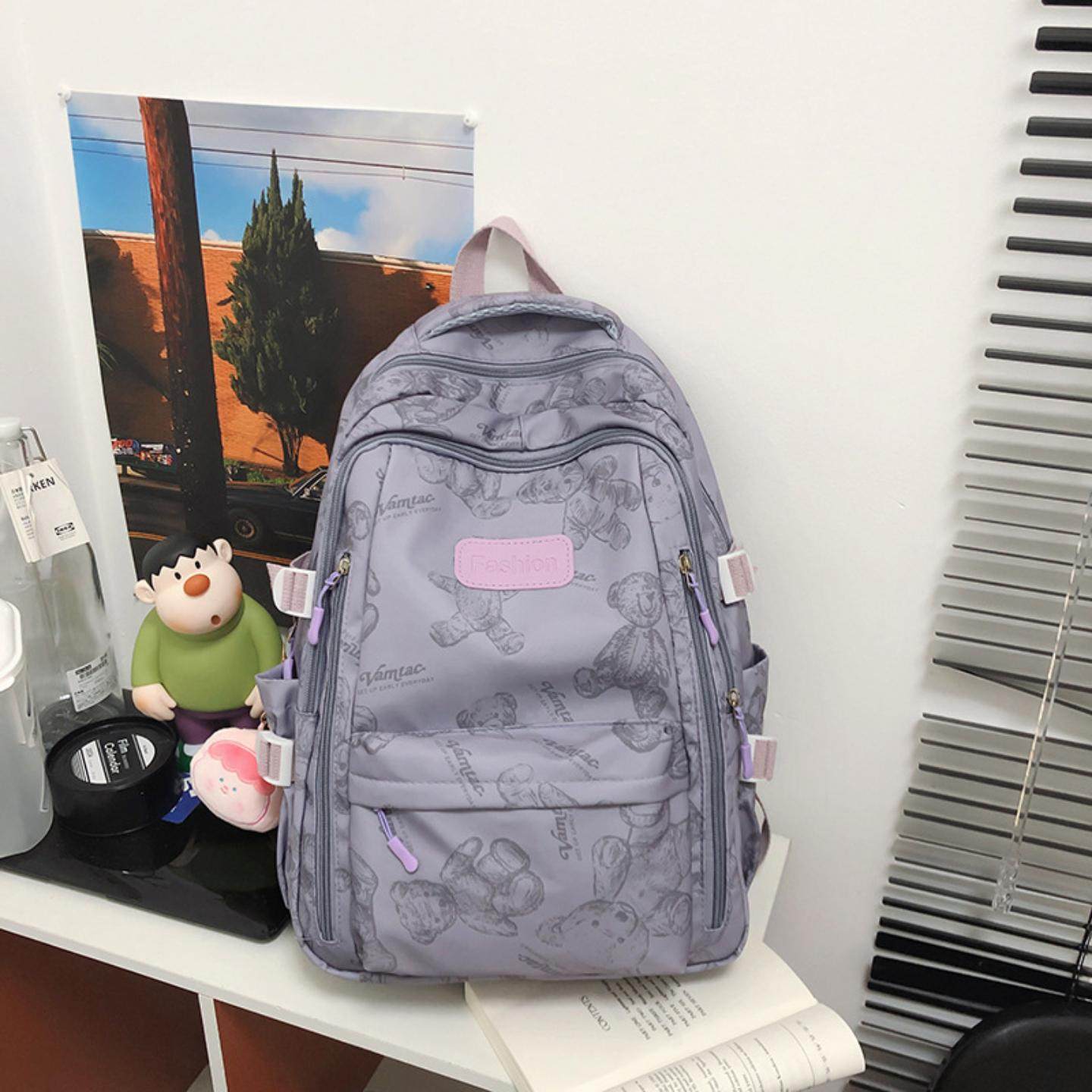 韩版双肩休闲背包男女通用大容量高级感轻量化双肩包书包大学女