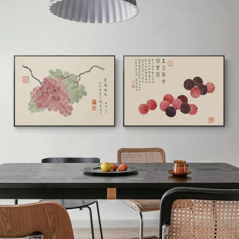 丁辅之水果新中式餐厅画 电表箱挂画 书房客厅墙面装饰画过道走廊图片