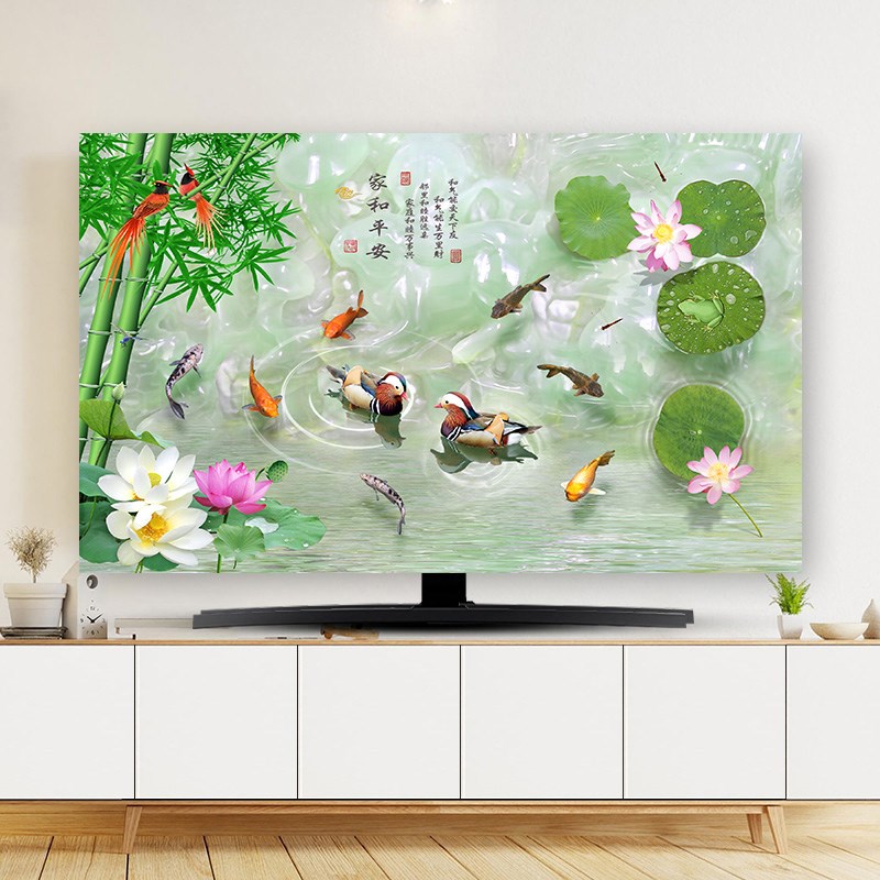 新中式电视机防尘罩套55寸65寸75寸100英寸新款家用液晶电视盖布