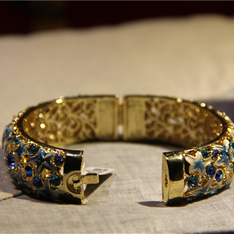 北京礼物复古景泰蓝手镯女款个性镀金手环镯子出国送老外创意