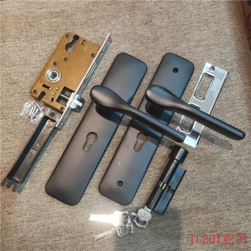 工程标配黑色门锁双舌木门锁卫生间执手锁卧室门把手机械锁
