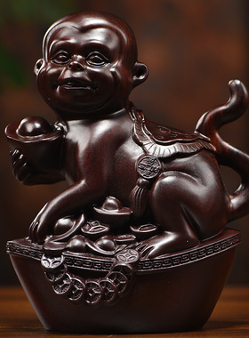 黑檀木雕十二生肖摆件一套实木鼠牛虎兔龙蛇马羊猴鸡狗猪工艺礼品