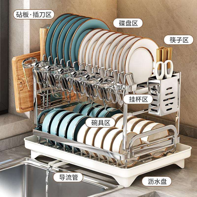 碗盘沥水架碗架不锈钢厨房置物架放碗筷碗碟篮收纳架2024新款