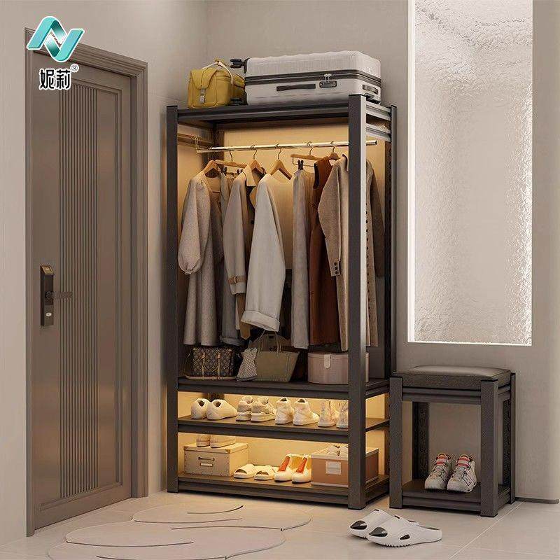 妮莉货架衣柜简易落地式出租房衣架家用卧室房间收纳多层挂衣架子