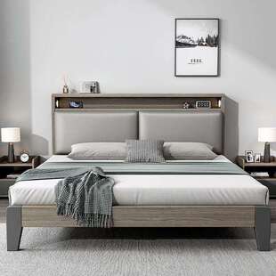 新中式实木床1.5米现代简约双人床1.8x2米主卧家用民宿1.2m单人床