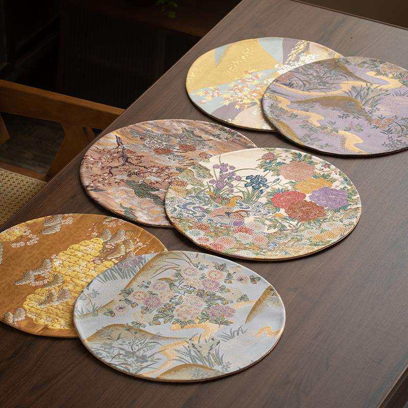 西阵织复古茶席布艺桌垫双面可用隔热桌旗防水干泡席高端茶道配件