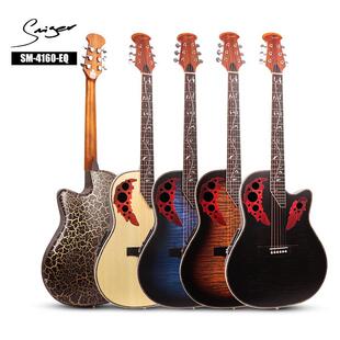 木吉他电箱胶背吉他ovation41寸葡萄孔吉他原声电声钢弦吉他