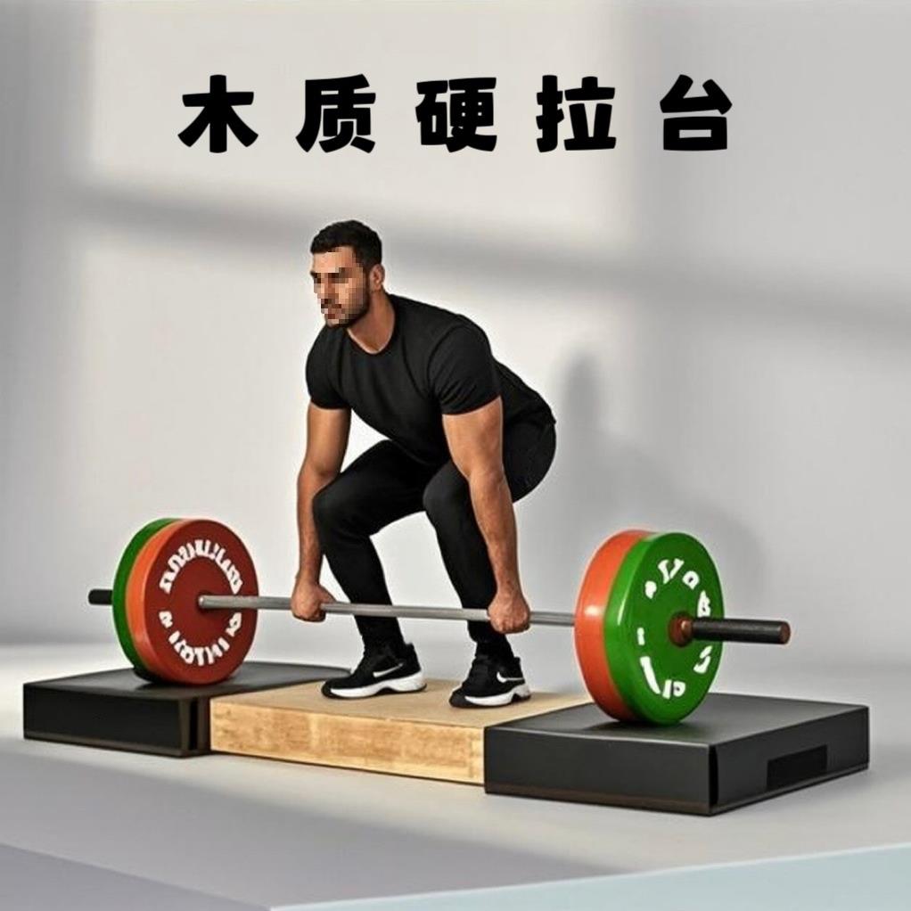 木质硬拉台15cm硬拉垫杠铃地台健身器材木板架子硬拉减震垫