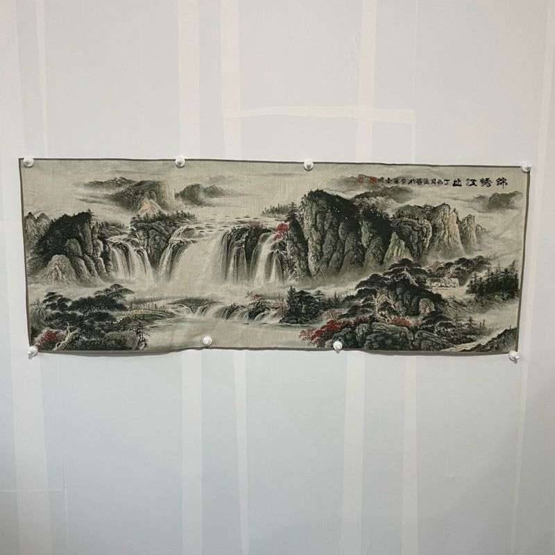 古玩织锦画挂画苏绣刺绣画唐卡山水风景图锦绣江山装饰挂件