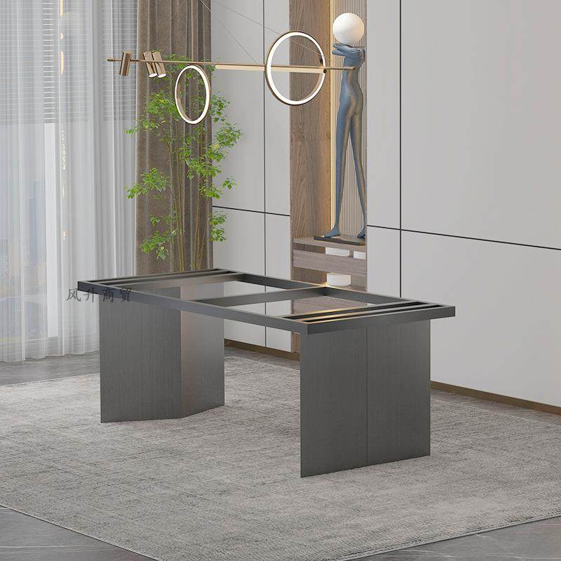 不锈钢桌腿岩板餐桌脚支架大理石茶台铁艺架子大板办公桌金属底座