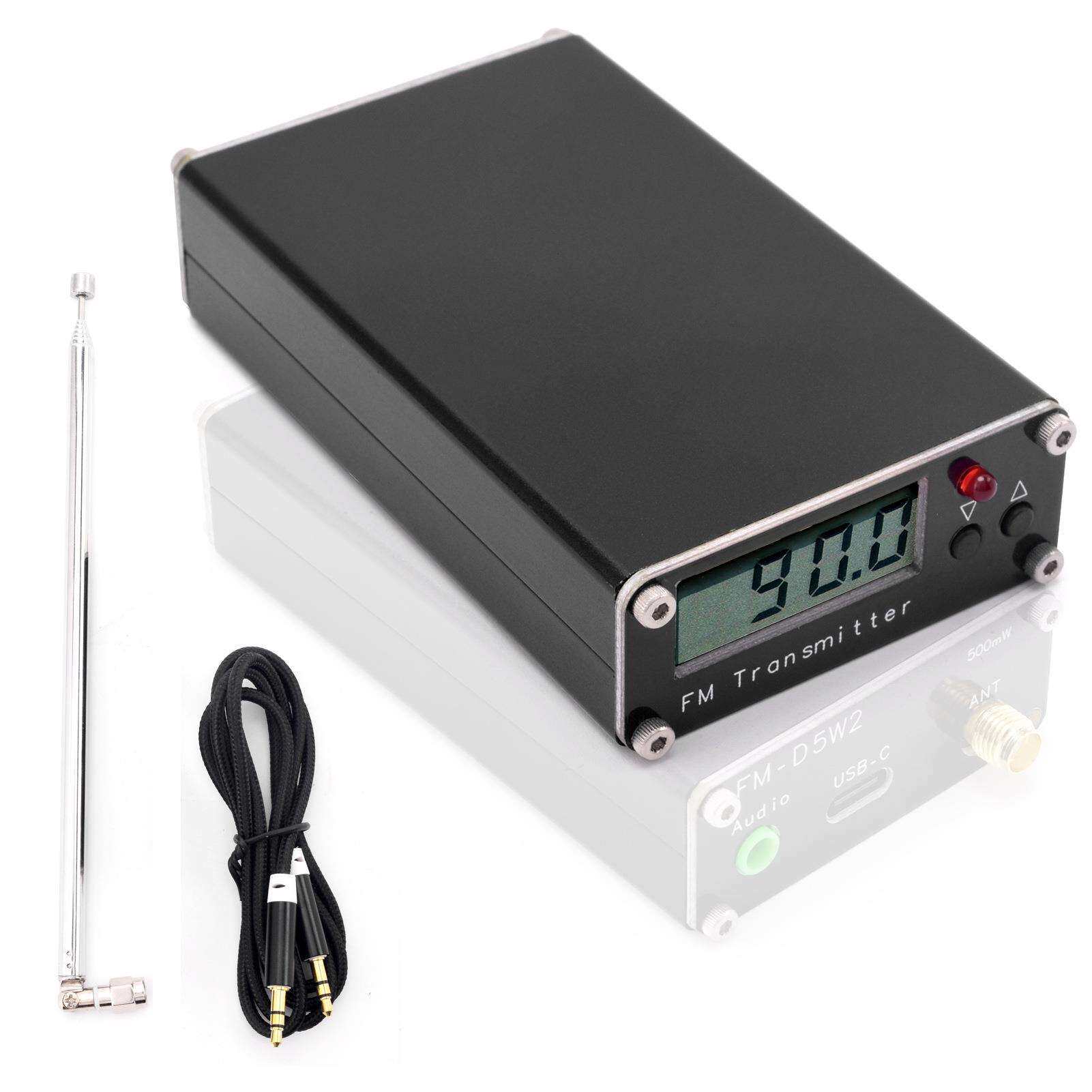 2千米FM发射机数字显示0.5W500mW立体声76-108M英语听力FM-D5W2
