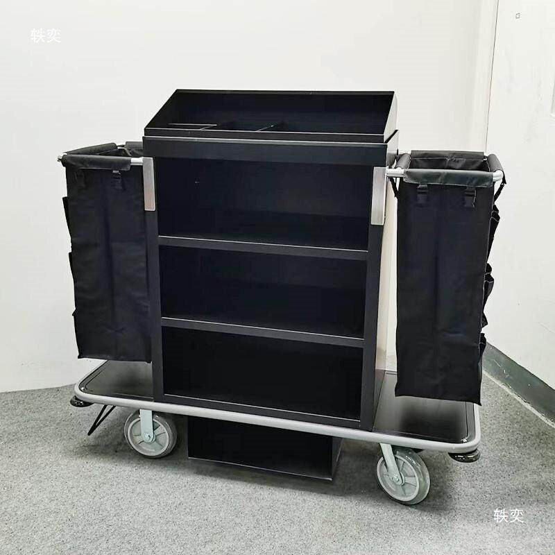 客房服务车带分格栏酒店宾馆收纳车工作清洁布草车不锈钢手推车