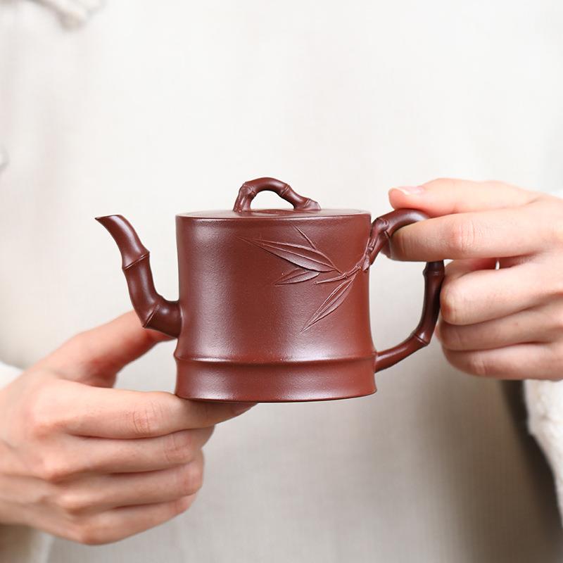 宜兴紫砂壶手工茶壶非机车壶原矿紫砂中式泡茶壶茶具高竹壶240ml