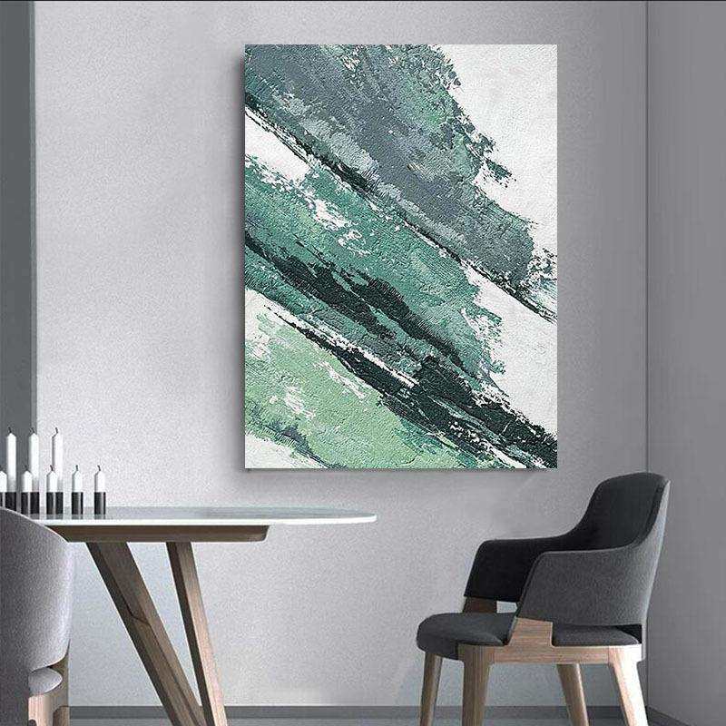 手绘肌理绿色客厅装饰画丙烯石英砂立体玄关卧室挂画现代抽象落地