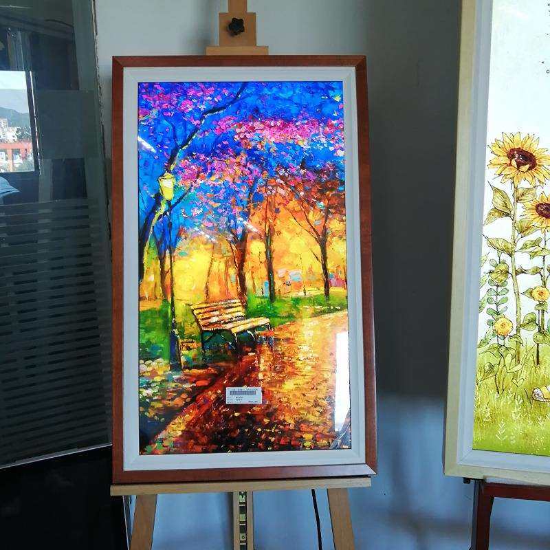 容大彩晶画框显示屏广告机安卓无线4G木质艺术画屏木纹液晶一体机